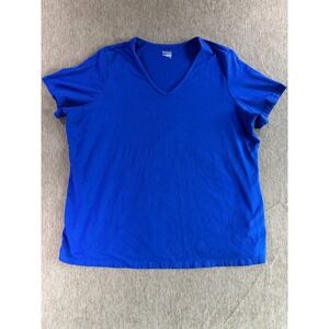 Basic Editions Woman Royal Blue V-Neck Short Sleeve T-Shirt 2X Stretch Cotton